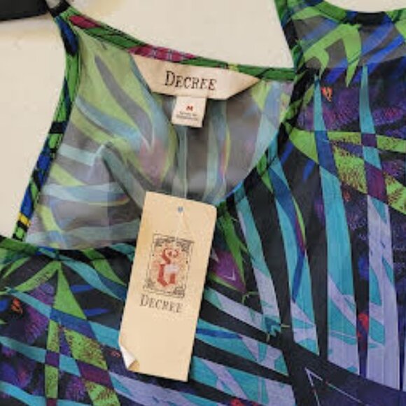 NWT Decree sheer vibrant colored adjustable strap tank top - Size Medium - Picture 8 of 8